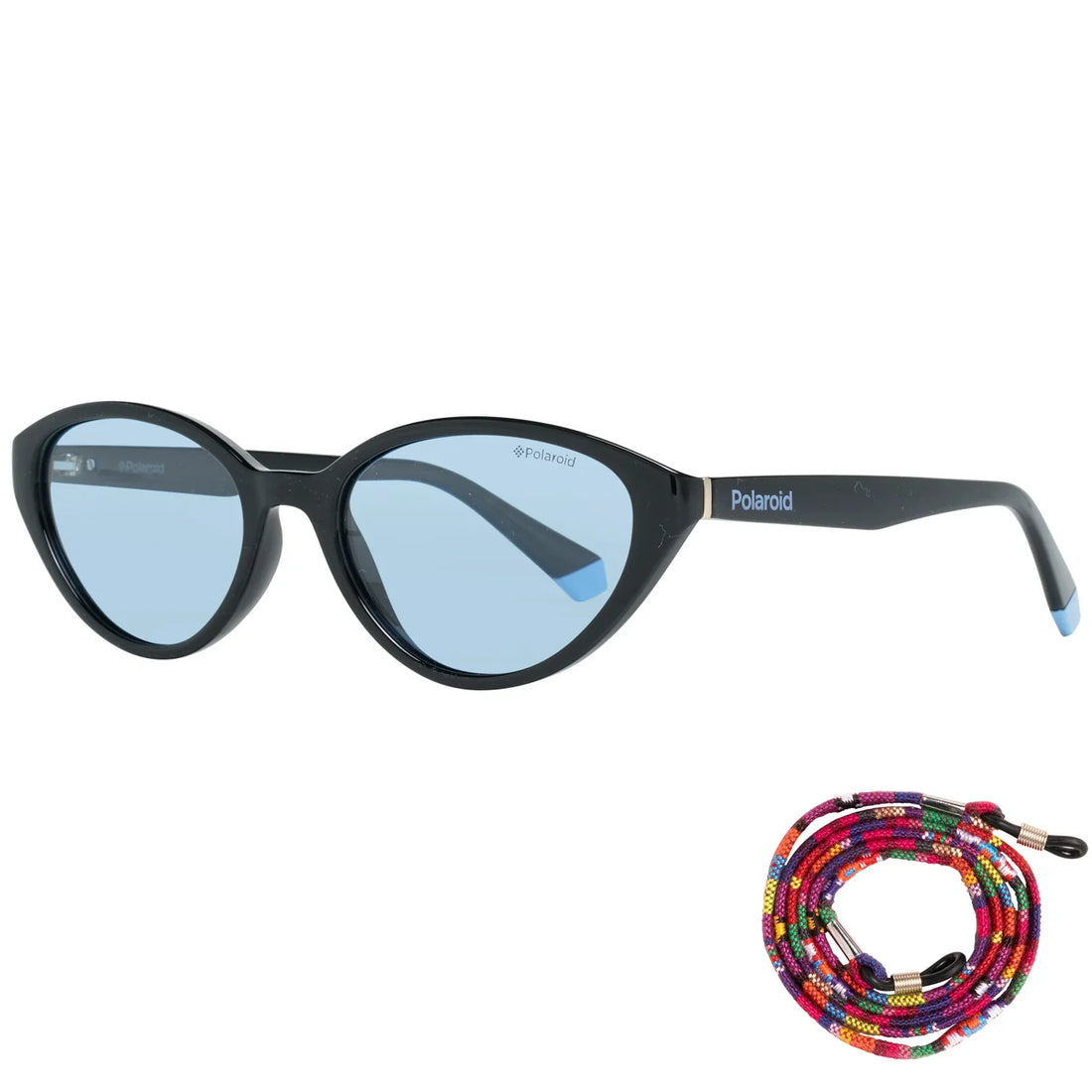 Polaroid PLD 6109/S black cat eye sunglasses with blue polarized lenses