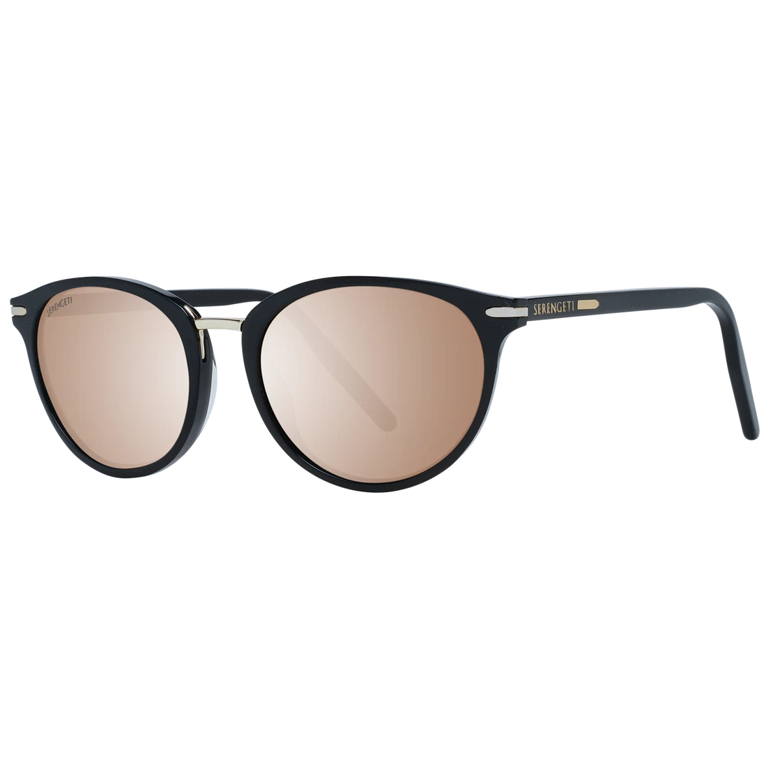 Serengeti Elyna 8846 sunglasses — black round frame with brown polarized mineral glass lenses, made in Italy