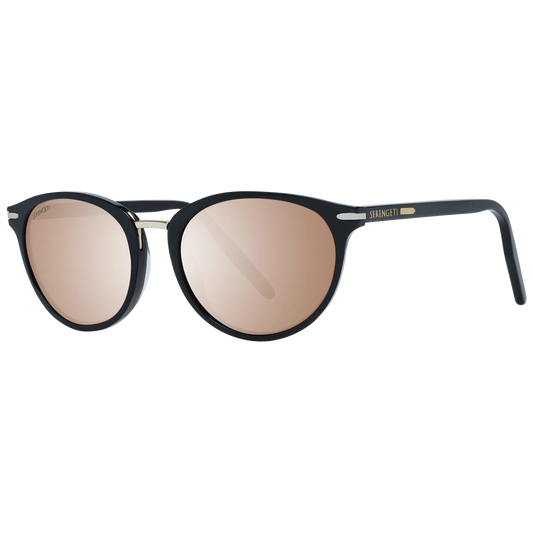 Serengeti Elyna 8846 sunglasses — black round frame with brown polarized mineral glass lenses, made in Italy
