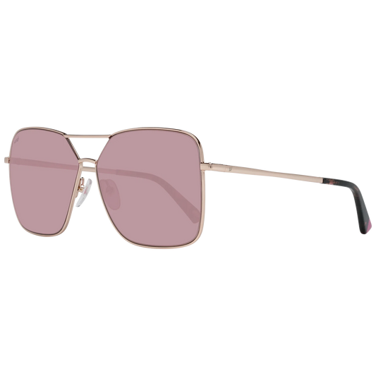 Web Eyewear WE0285 rose gold rectangle sunglasses with purple mirrored lenses — Amelya