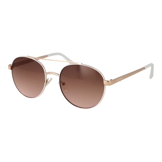 Guess GF0367 5332T rose gold aviator sunglasses with brown gradient lenses — Amelya